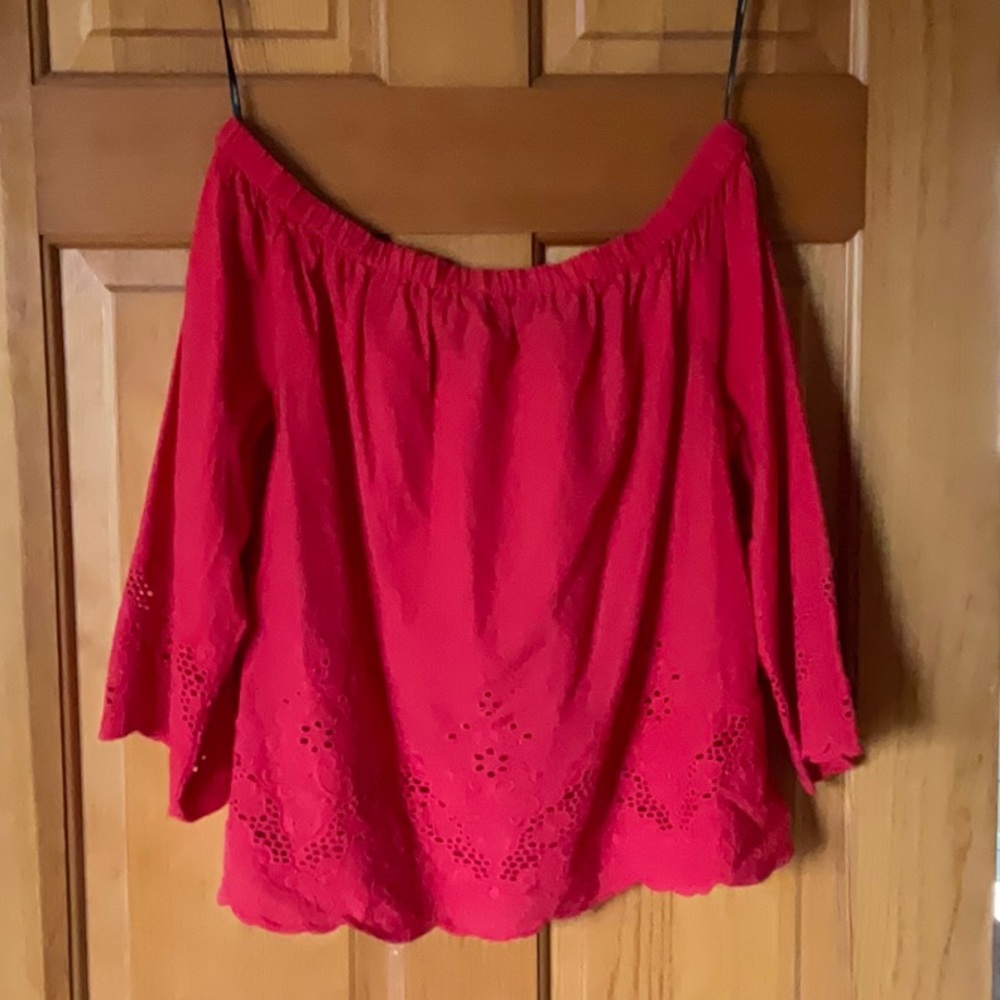 Red off the shoulder spring/summer top